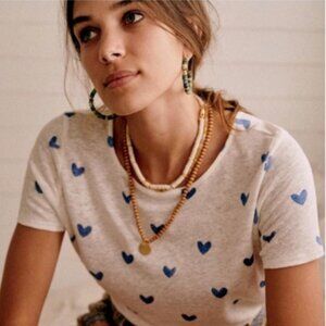 Sezane Andre T-shirt in Blue Hearts (36/S)
